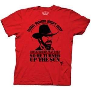 Chuck Norris Red Global Warming T Shirt: Sports 
