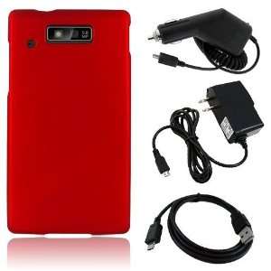  WX435   Red Hard Plastic Case Cover + Car Charger + Home/Travel 