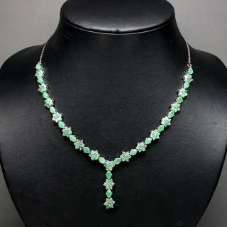GRACEFULLY NATURAL TOP GREEN EMERALD 14K WHITE GOLD COATING 925 