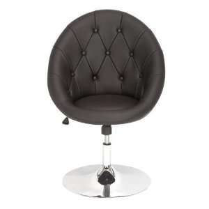    Black Designer Chrome Oval Leather Swivel Chair