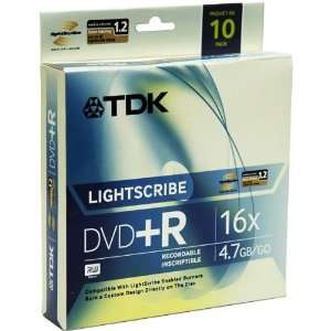  16x LightScribeTM Write Once DVD+R   10 Pack Electronics