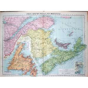  1935 Map Canada Newfoundland Prince Edward Halifax: Home 