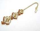indian TRADITIONAL jewelry BROWN n WHITE CRYSTAL TIKKA  