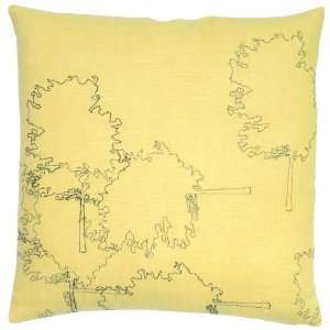  k studio Trees Pillow   Yellow with Brown Stitch