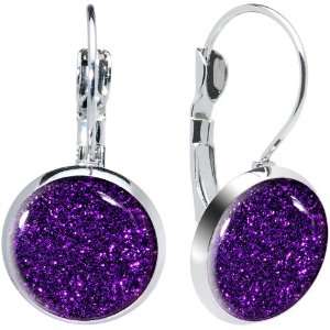  Design Purple Haze Glitter Leverback Earrings Jewelry