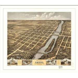  Historic Geneva, Illinois, c. 1869 (L) Panoramic Map 