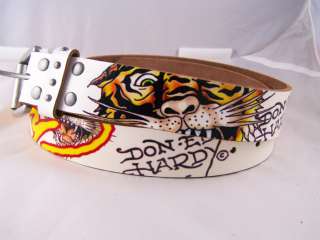 New Mens Ed Hardy White Tiger Mouth Belt Small EH1201M  