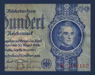 100 REICHSMARK Banknote of GERMANY 1935   SWASTIKA Design   Pick 183 