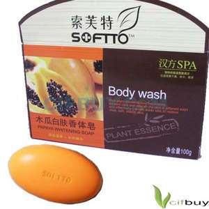 SOFTTO PAPAYA SOAP Skin Whitening Bleach Body Wash Bar  