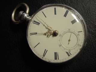 Antique English Silver Fusee Pocket Watch Key Wind Set  