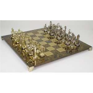  Poseidon Brass Chess Set & Board Package   Brown: Toys 