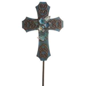   Rustic Cross Garden Stake with Flowers and Butterfly: Home & Kitchen