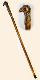 LOT 12 Hardwood Eagle Carving Wood Walking Stick 60  