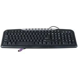  107 Key PS/2 Multimedia Keyboard (Black/Silver 