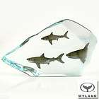 wyland shark tribe pewter lucite sculpture  