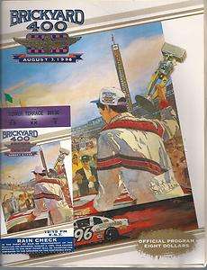 1996 Brickyard 400 Racing Program + Race Ticket and Media Guide  