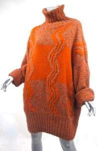 NWT Finest Italian 6 Ply Cashmere ZIG ZAG Color Blocked Sweater/Tunic 