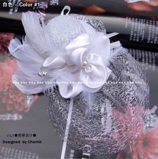 Vily Bridal Feather Fascinator Mini Top Hat Veil White  