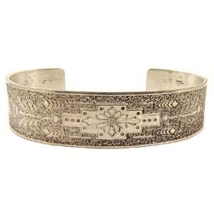    Victorian Style Sterling Silver Engraved Cuff Bracelet: Jewelry