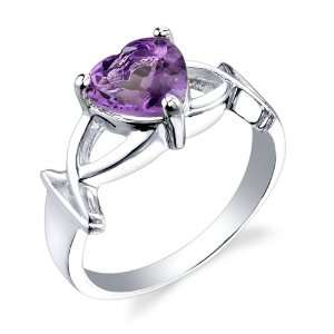   Amethyst Ring in Sterling Silver Rhodium Finish size 5 Peora Jewelry