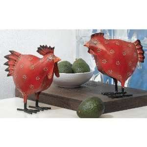  Red Rooster & Hen (Set of 2)