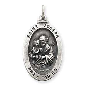 Sterling Silver Antiqued Saint Joseph Medal Jewelry