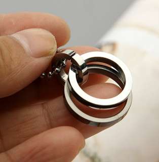 Stainless Steel Two Circle New Pendant Necklace Mens  