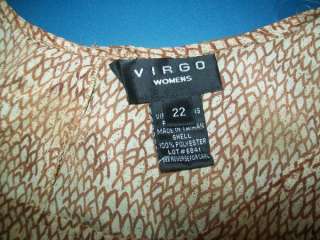Virgo Womens dress brown polyester sleeveless size 22  