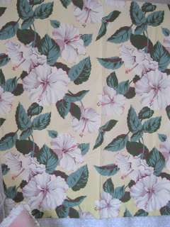   Barkcloth Era HIBISCUS Flowers Drapes Drapery Fabric 44 x 56  