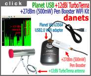   to Planet USB adapter + TurboTenna + Pen Booster RF amplifier kit