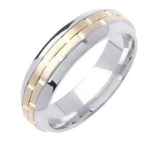 18K Gold Two Tone Wedding Band (6 mm) Jewelry