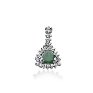  0.75 Ct Diamond Emerald Pendant Triangle Cut Prong Fashion 