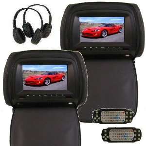   Screen Digital Car Headrest DVD Monitors w/ Covers: Car Electronics