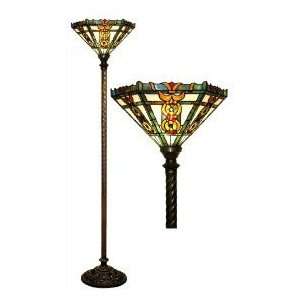  72 Roma Torchiere Lamp Tiffany Style Foot Switch Bronze 