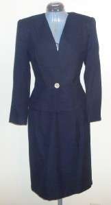Kasper ASL Dark Navy Blue LS Skirt Suit sz 10P  