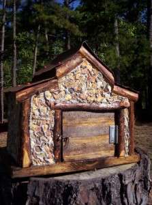 Birdhouse,Handcrafted,Functional,Stone Building,Tin Roof  