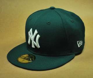 NEW ERA 5950 MLB BASEBALL 59FIFTY CAP NEW YORK YANKEES HAT DARK GREEN 
