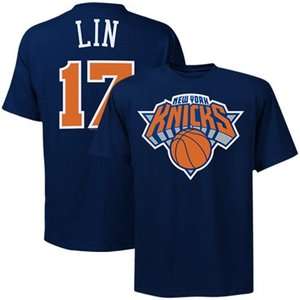 Majestic Jeremy Lin New York Knicks Player T Shirt jersey   Navy Blue 