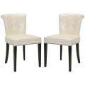 Parker Cream Leather Side Chairs (Set of 2)  Overstock