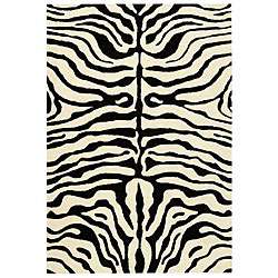   Soho Zebra Ivory/ Black New Zealand Wool Rug (6 x 9)  Overstock