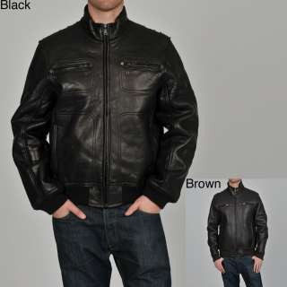 Knoles & Carter Mens Big & Tall Double Face Bomber Leather Jacket 