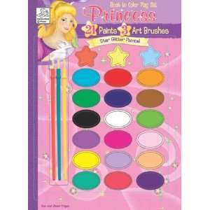  Princess: Book to Color Play Set with Paint Brush and 