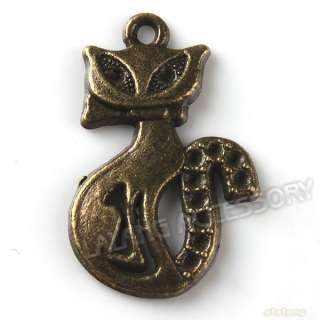 40x Antique Bronze Charms Halloween Cat Pendants Fit Necklaces 