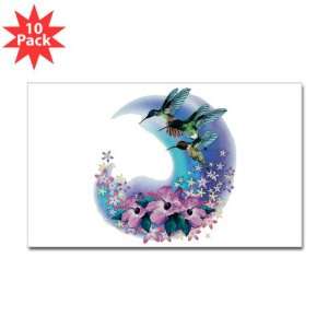  Sticker (Rectangle) (10 Pack) Hummingbird And Hibiscus 