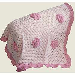 Babykins Hand crocheted Pretty Rose Baby Blanket  