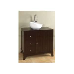   36 Bathroom Vanity Set W/ Slope Rimmed Round Ceramic Vessel Sink