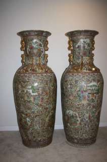 PAIR OF HUGE 19th/20th CENTURY GUANGCAI VASES  