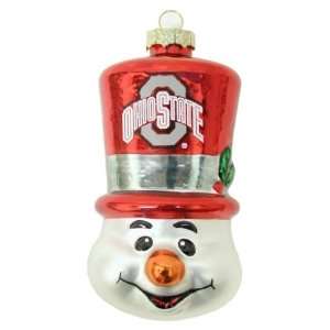  Ohio State Buckeyes Top Hat Snowman Glass Ornament Sports 