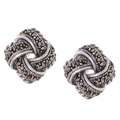 Sterling Silver Diamond Accent Knot Stud Earrings  Overstock