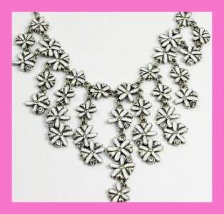 Brighton LOVE DAISY White Flower Bib Necklace   NWT & Tin  